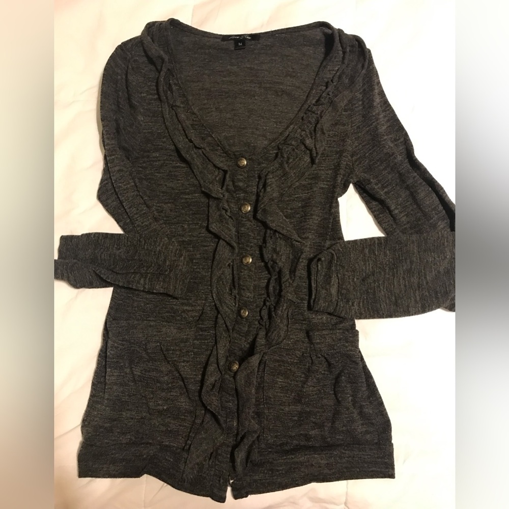 Love Tree cardigan ruffled gray with pockets size medium